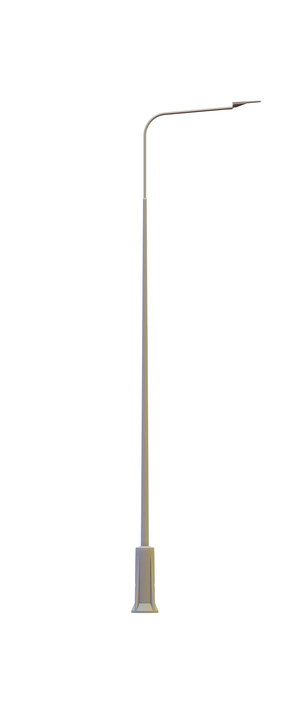 The KAPU dimension drawing: a conical steel pole with a single arm, on its base.